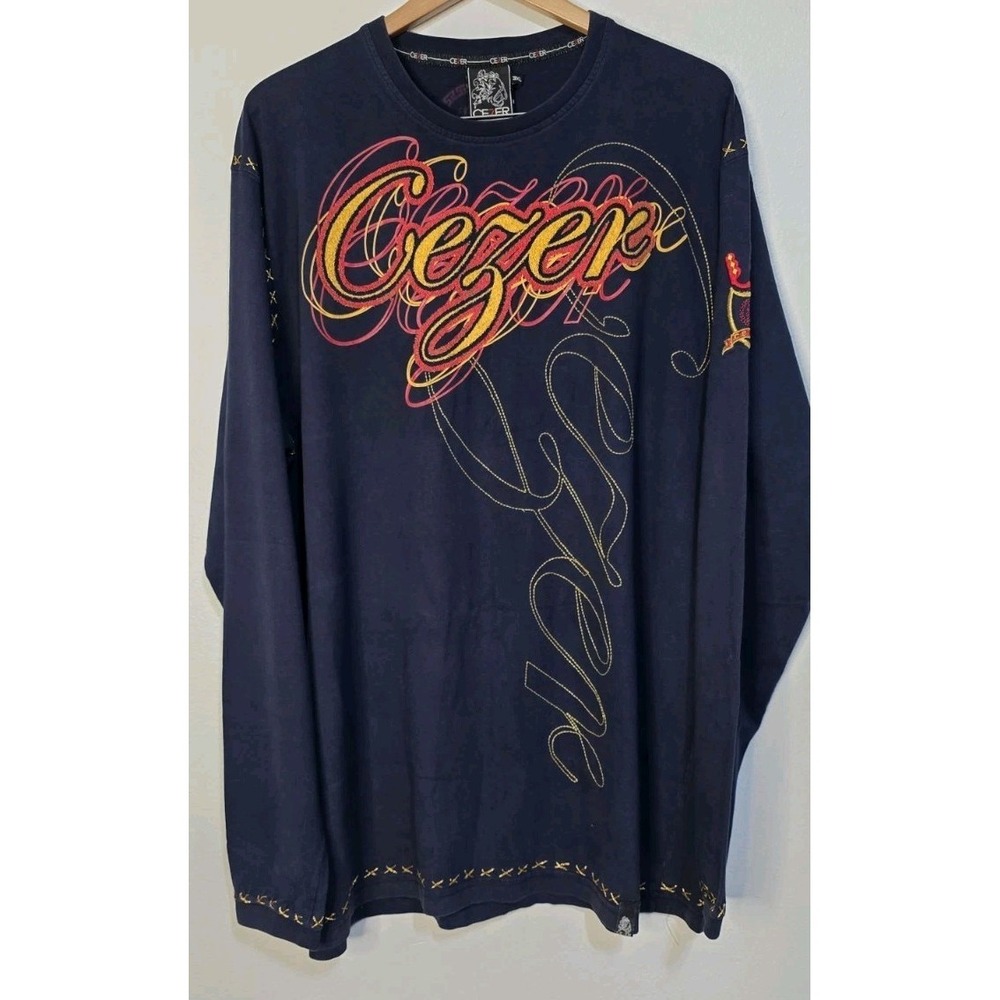 CEZER Y2K Navy Long Sleeve Men 3XL Streetwear Retro Logo